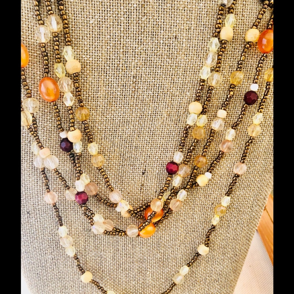 Summer Breeze 5 String Multi Bead Color Necklace